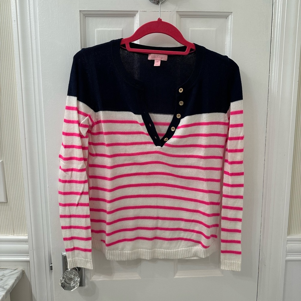 Lilly Pulitzer Adair Striped Pullover Sweater, XS
True Navy Beach Getaway Stripe